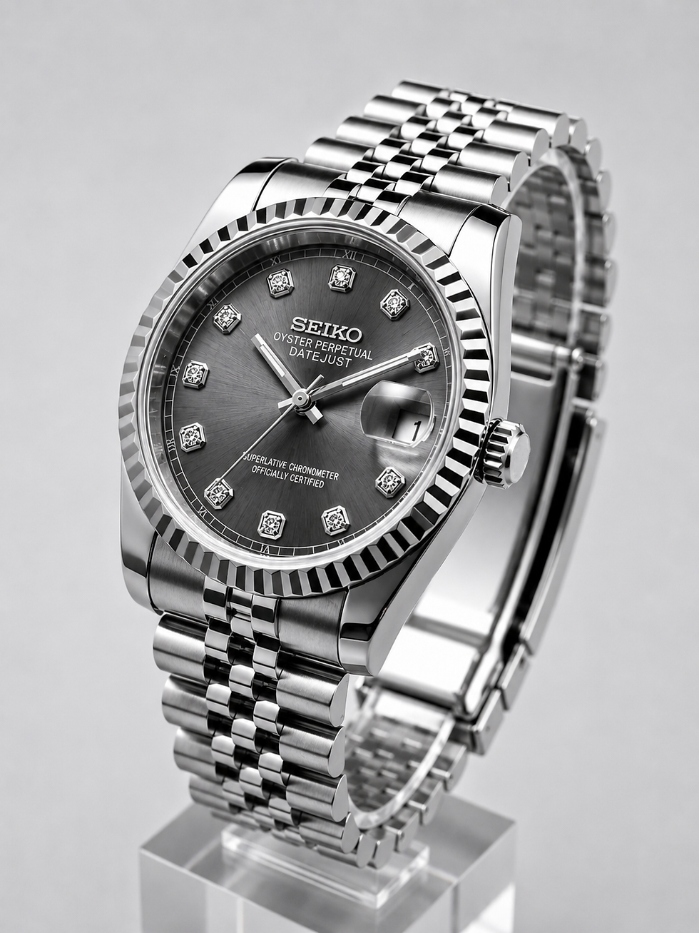 Thumbnail: SEIKO CUSTOM MOD - DIAMOND GREY WATCH - SATIN GREY