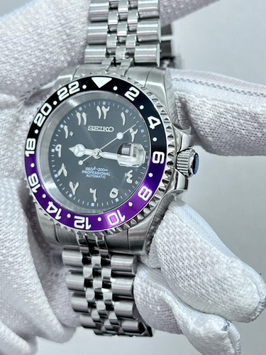 CUSTOM SEIKO MOD ARABIC PURPLE JOKER WATCH NH35 - JOKER