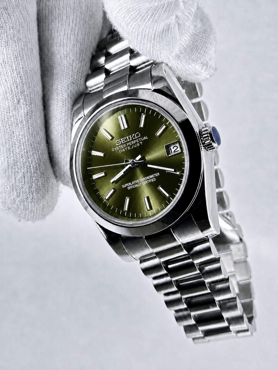 CUSTOM SEIKO MOD GREEN CLASSIC WATCH NH35 - EXECUTIVE OLIVE GREEN
