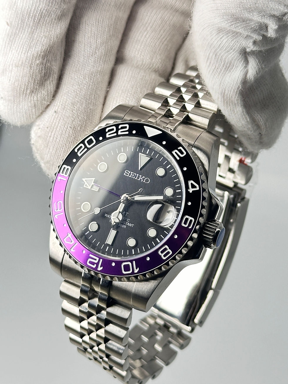 Thumbnail: CUSTOM SEIKO MOD PURPLE JOKER WATCH NH35 - PURPLE JOKER GMT
