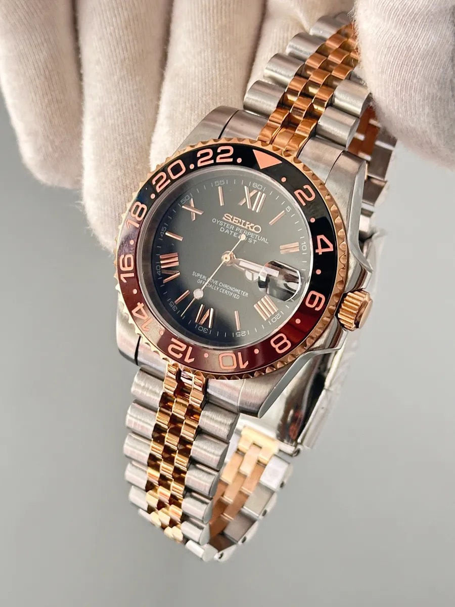 Thumbnail: SEIKO MOD - CUSTOM GMT ROMAN WATCH - ROOT BEER ROMAN