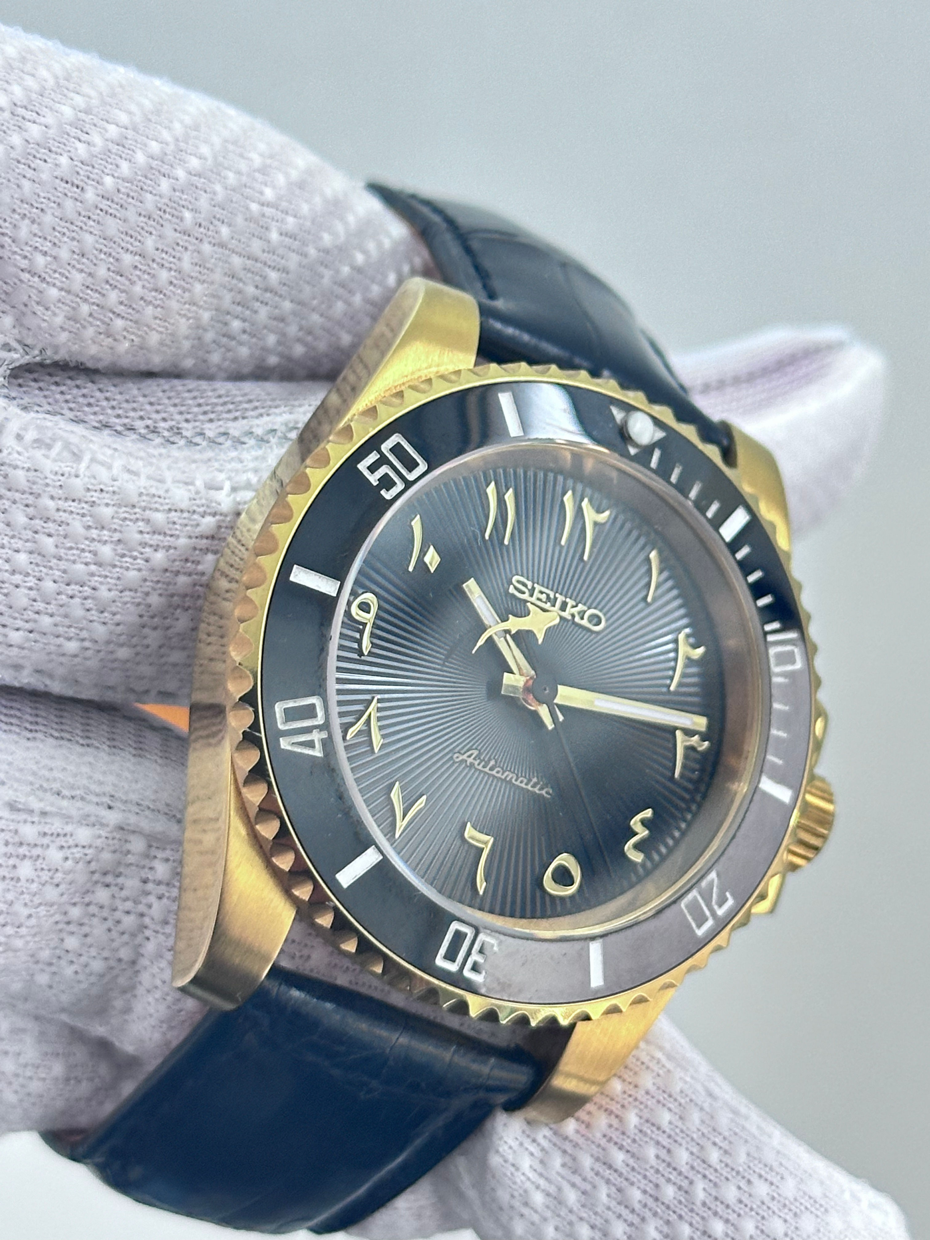 CUSTOM SEIKO ARABIC SHARK GOLD WATCH - BLACK GOLD