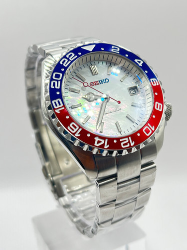 CUSTOM SEIKO MOD CLASSIC PEPSI WATCH - WHITE PEARL PEPSI | ELITE