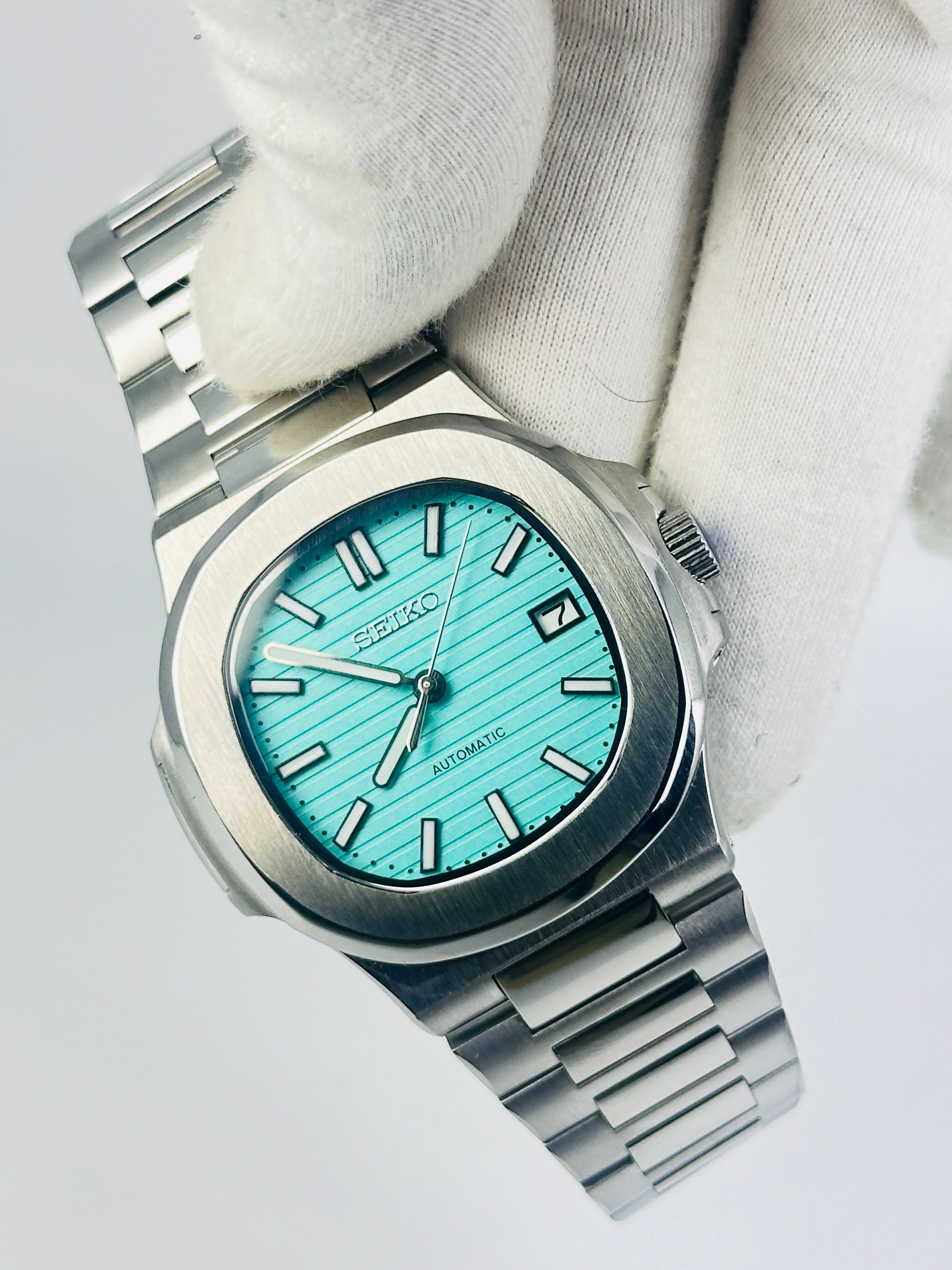 CUSTOM SEIKO MOD AQUA WATCH - TURQUOISE BLUE