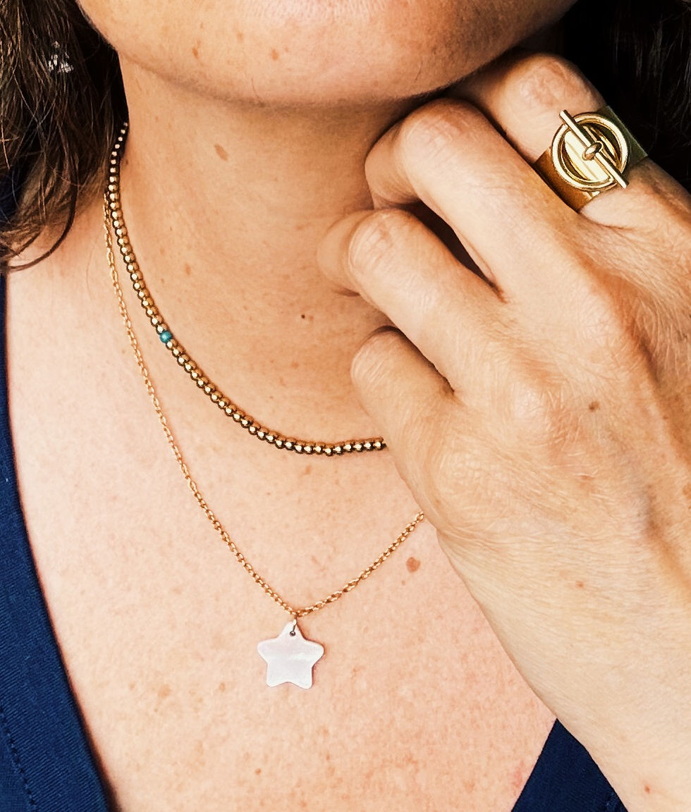 Miniature : Collier Zélie en acier inox et sa breloque en nacre à assortir au modèle Le Lulu !