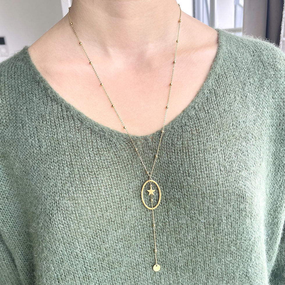 Sautoir doré chaine maille billes