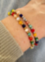 Bracelet perles acier inox et perles facettées multicolores