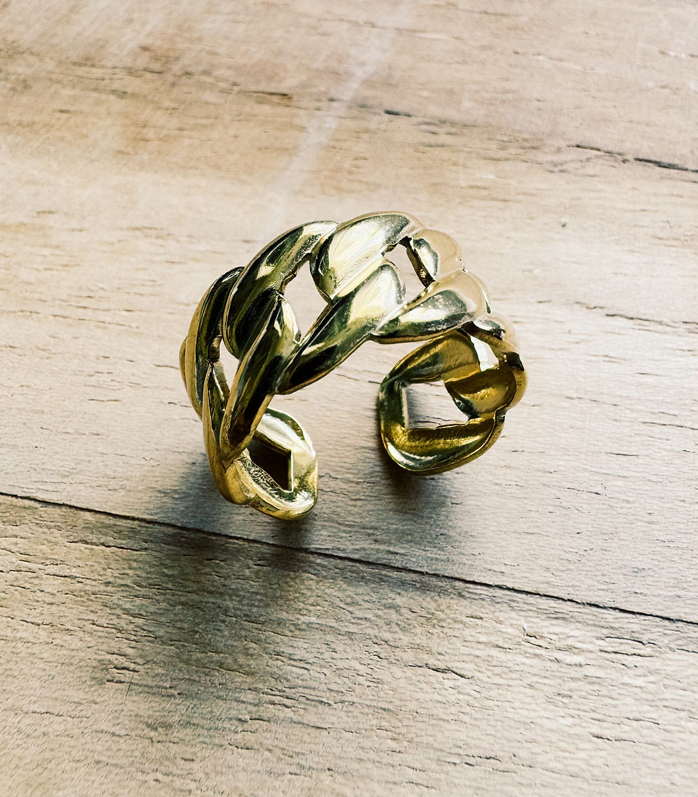 Miniature : Bague largeur 1 cm en acier inoxydable doré