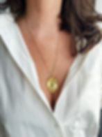 Collier acier inoxydable avec cabochon en aventurine