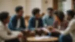 Diverse group of international students discussing their future