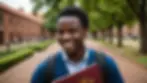 African student celebrating acceptance