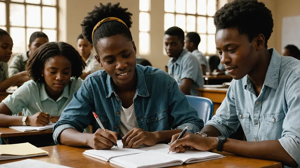 African students studying together