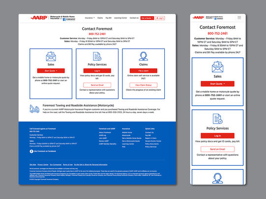 Contact Page for AARPForemost.com.