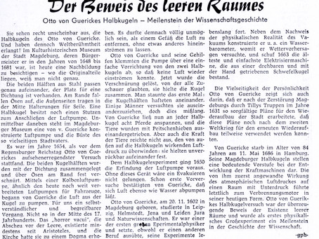 Guericke entdeckte das Vakuum Sternstunden (9)