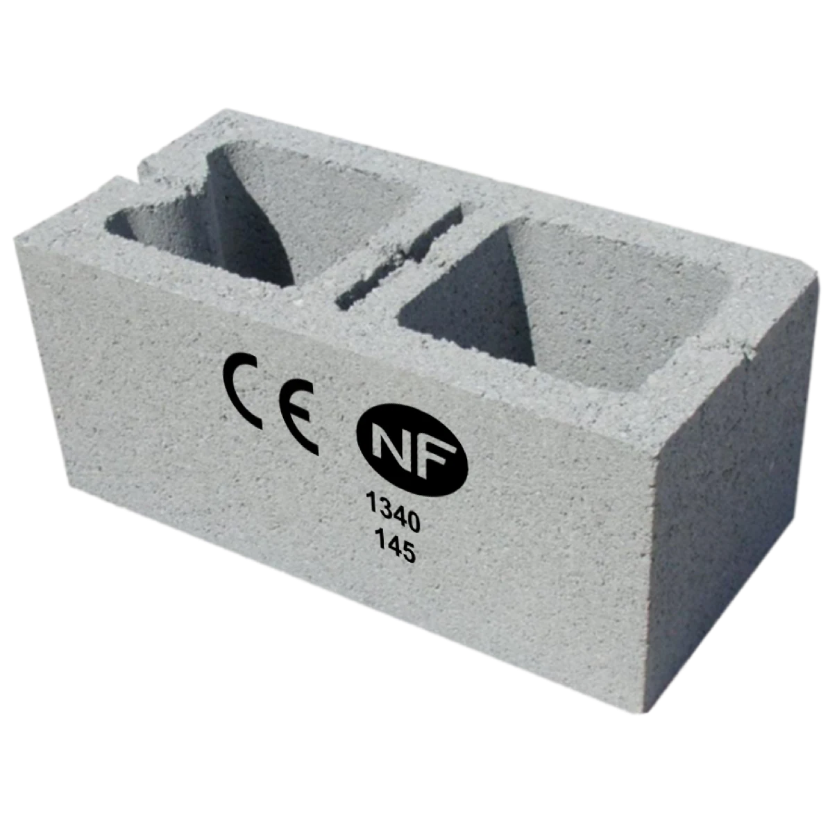 Bloc de béton portant les marquages CE et NF