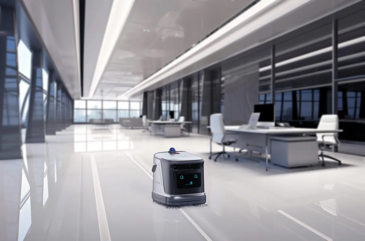 Robot OmniBot présenté dans un espace de bureaux