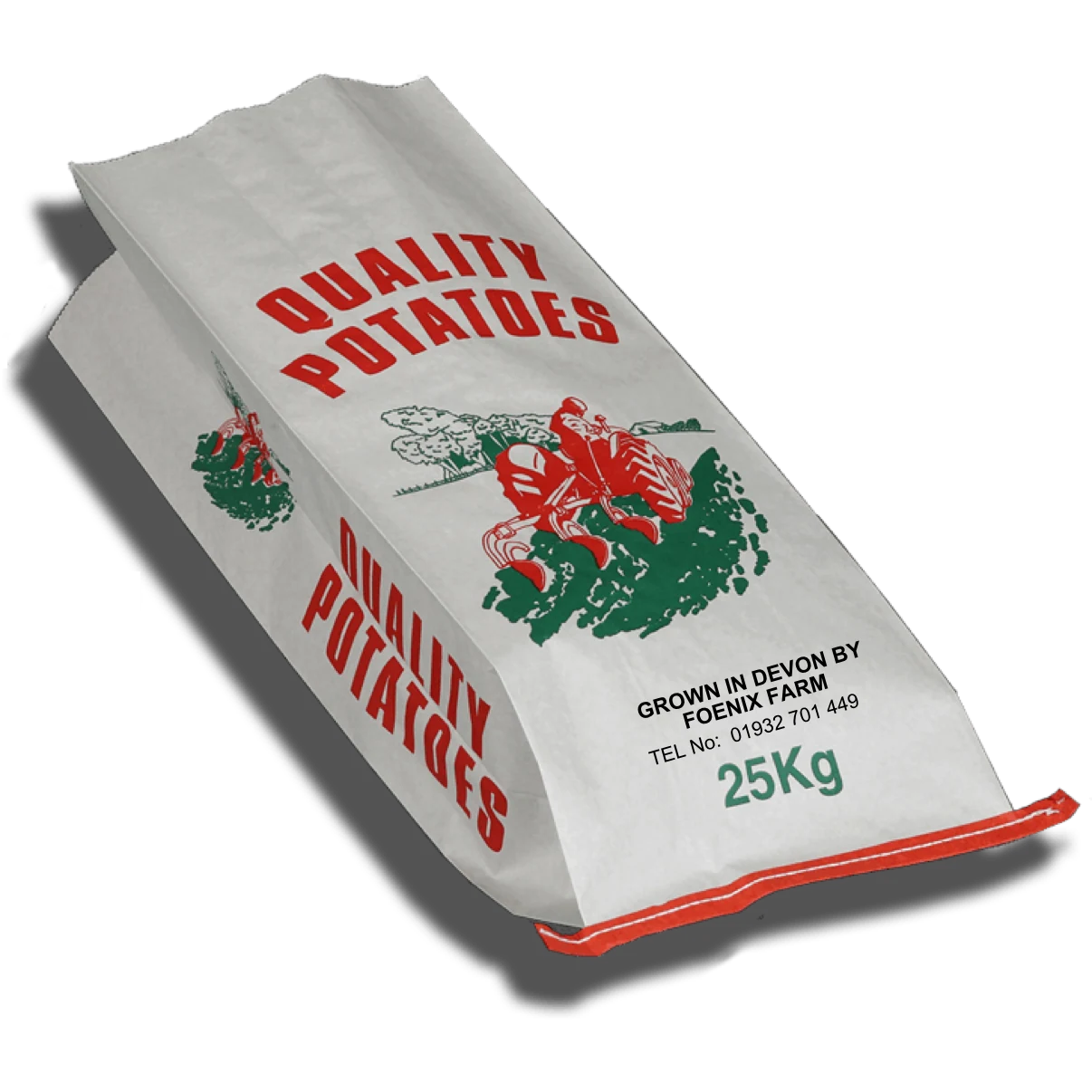Sac de pommes de terre de 25 kg portant un marquage