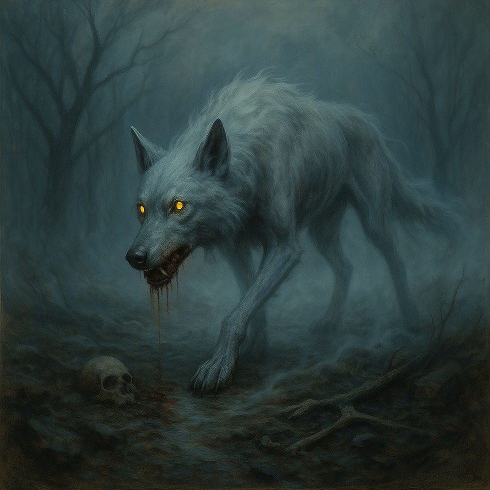 Managarm (altnordisch Mánagarmr, „Mondhund“) ist ein düsterer Hund der nordischen Mythologie - ewig gierig nach Leichenfleisch. In der jüngeren Edda wird er als Sohn der Riesin Angrboda, der alten Frau aus dem Eisenwald, beschrieben. Auf der Erde streift er umher und nährt sich vom Fleisch der Toten, während seine Brüder Hati den Mond und Skalli die Sonne jagen.