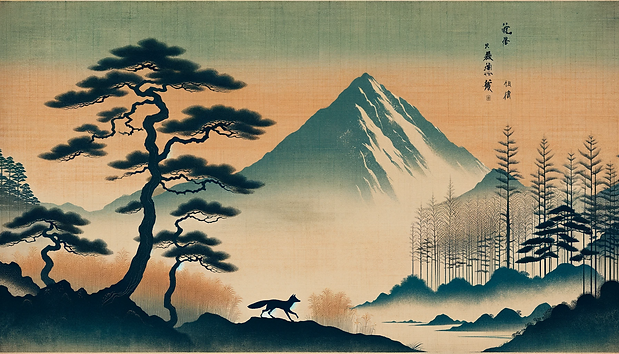 DALL·E 2024-01-04 23.27.40 - A horizontal canvas painting inspired by the Japanese style o