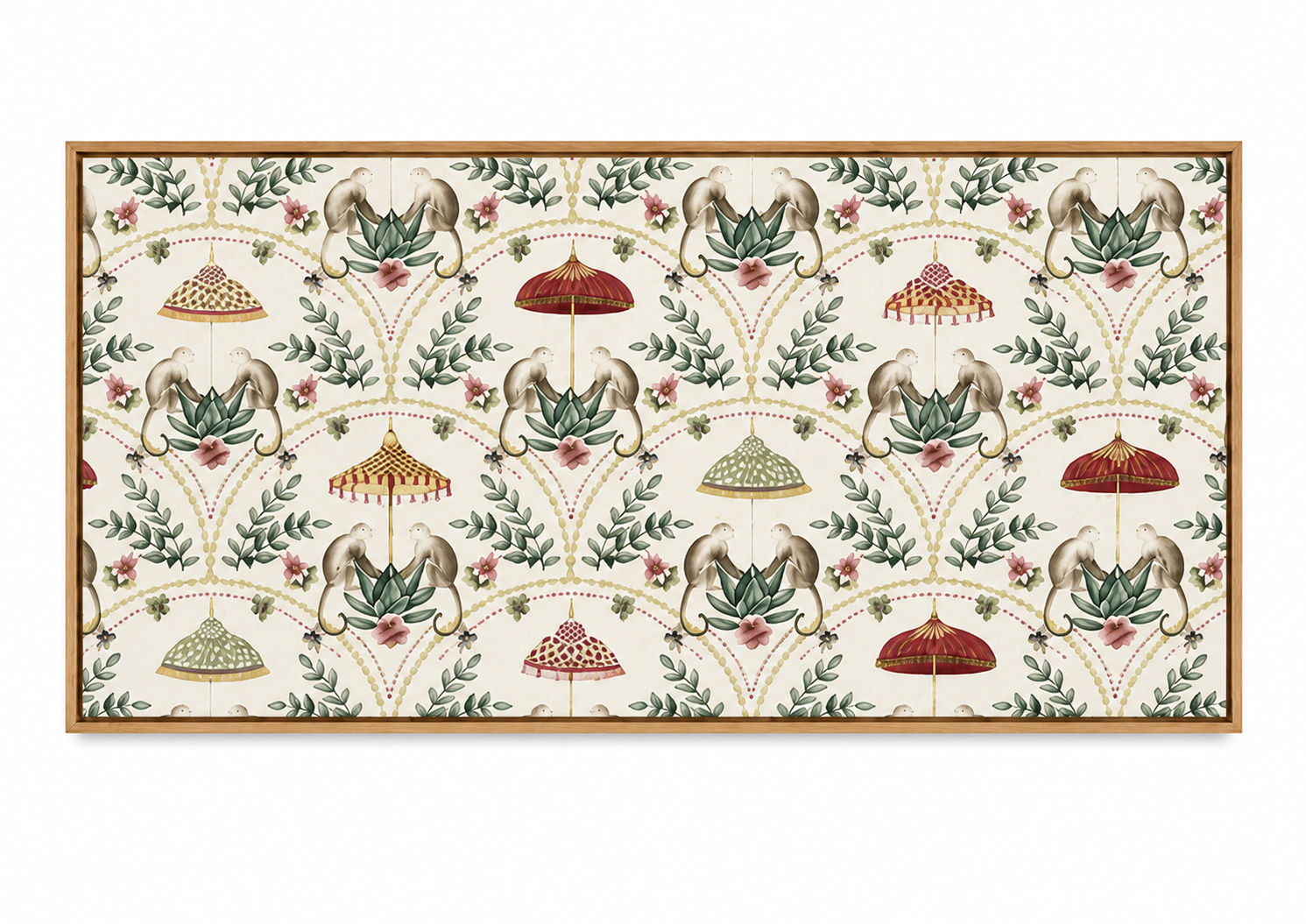 Cuadro textil Chonburi Monos y Sombrillas 120 × 80cm