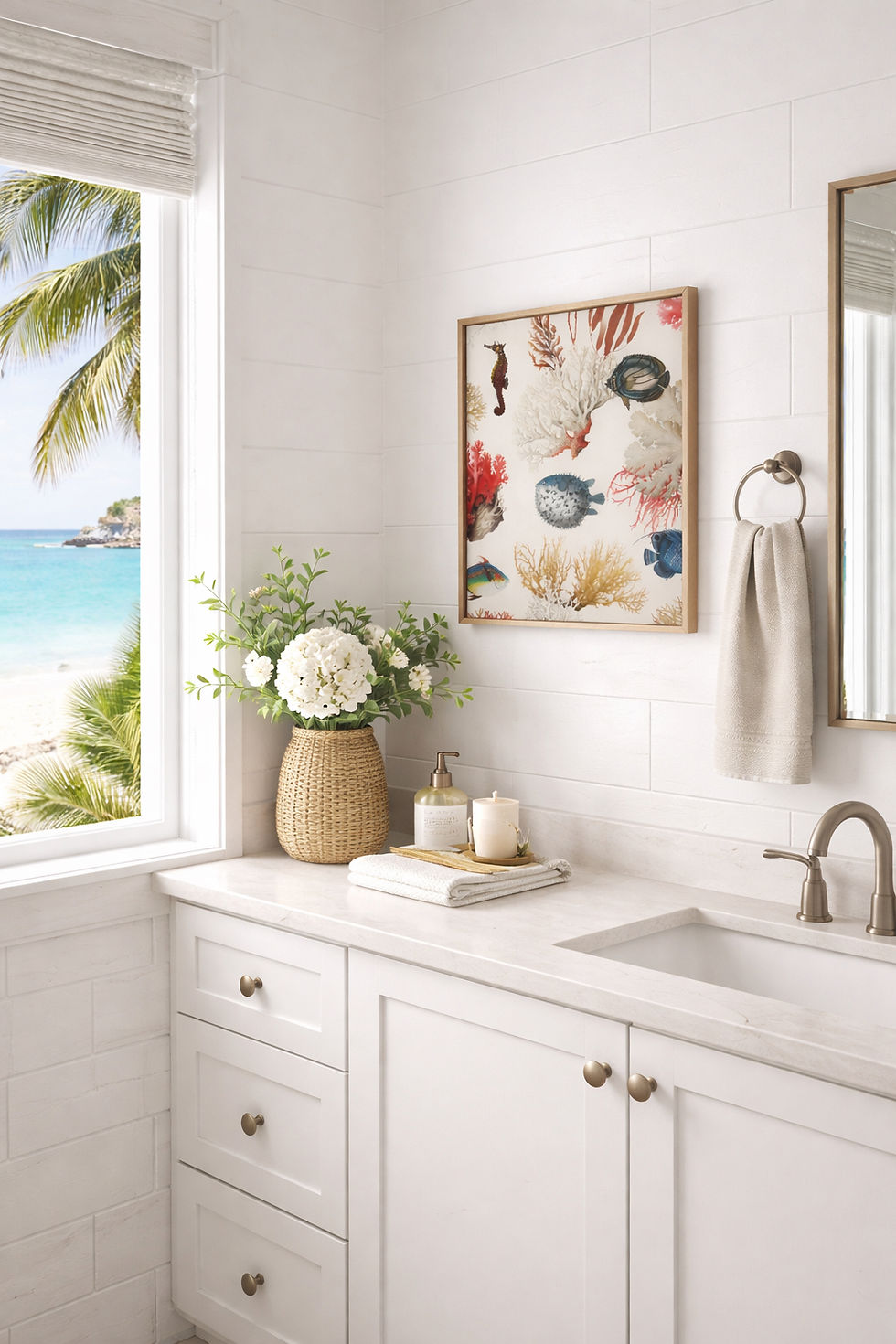 Miniatura: Cuadro textil peces coral 40x50cm