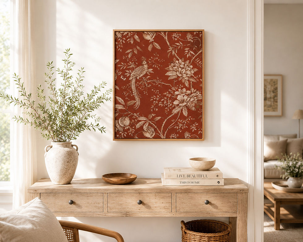 Miniatura: Cuadro Textil Botánico terracota 70x50cm