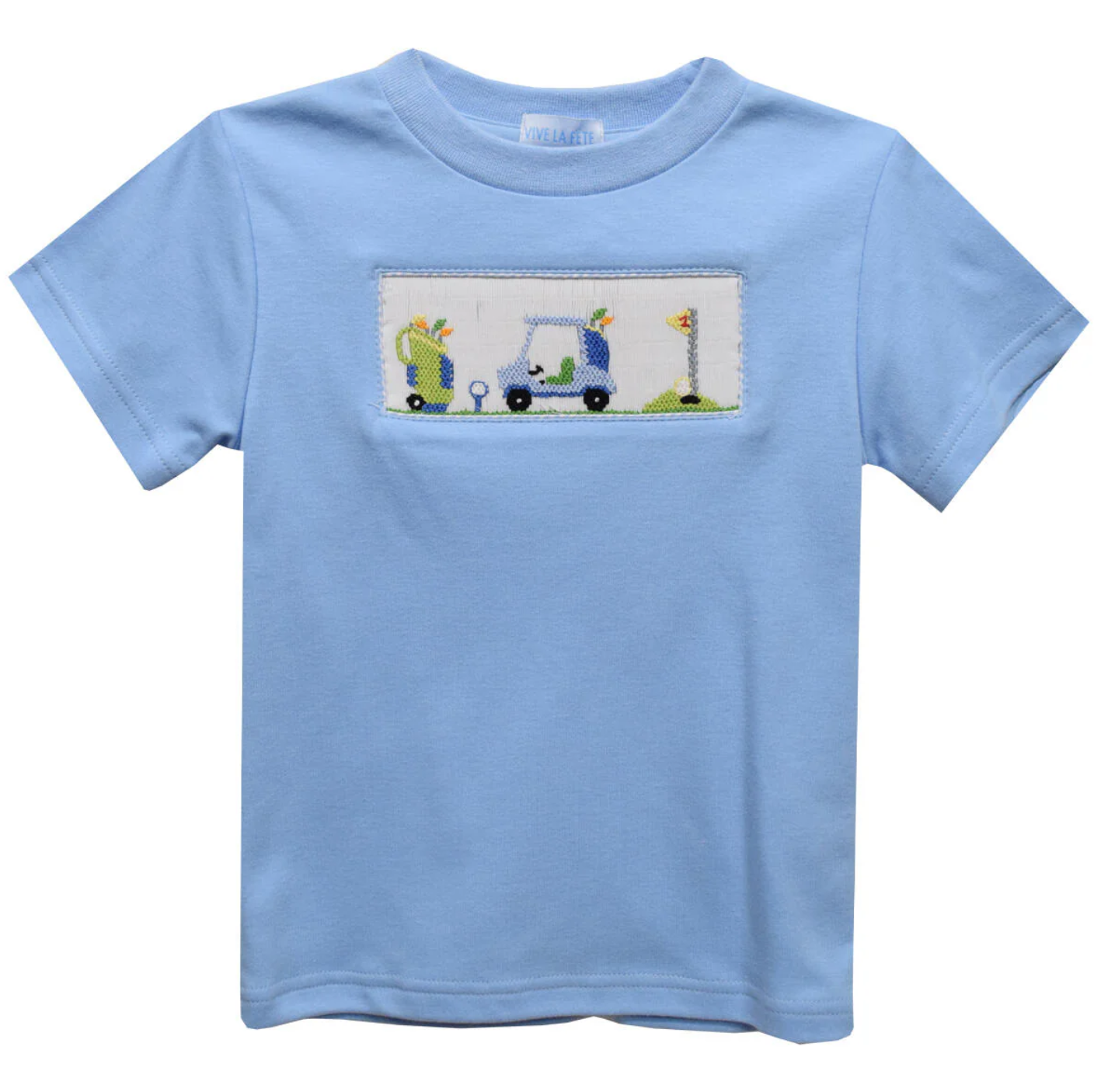 Boys Golf Smocked Light Blue Knit