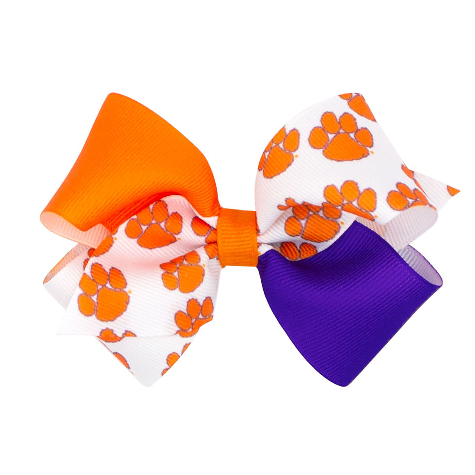 Girls WeeOnes Clemson orange and purple bow