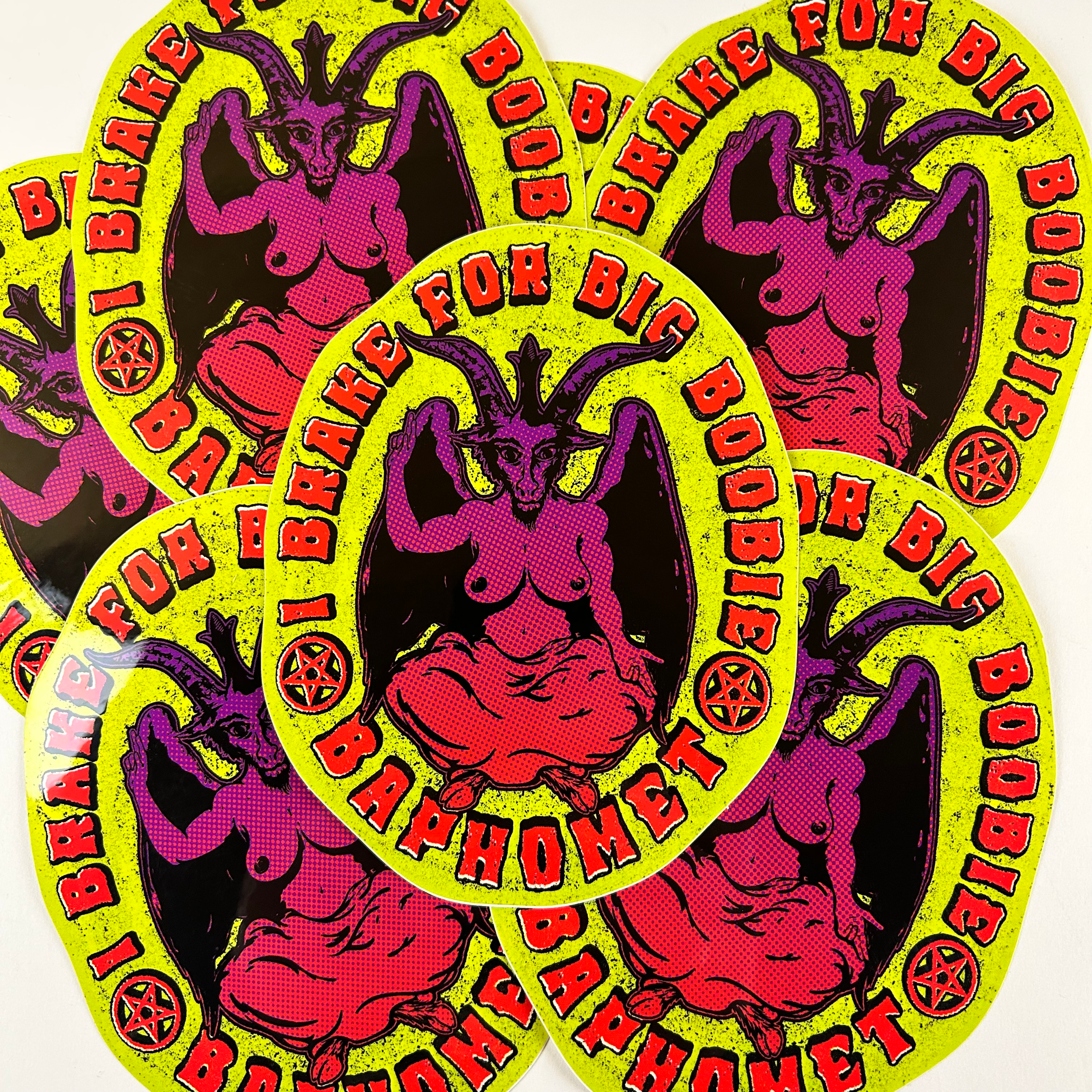 I Break for Big Boobie Baphomet Sticker