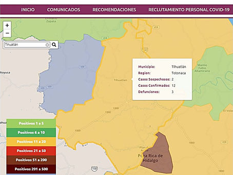 Tihuatlan: YA SON 3 MUERTOS, 12 CASOS CONFIRMADOS Y 2 CASOS SOSPECHOSOS POR COVID EN TIHUATLAN