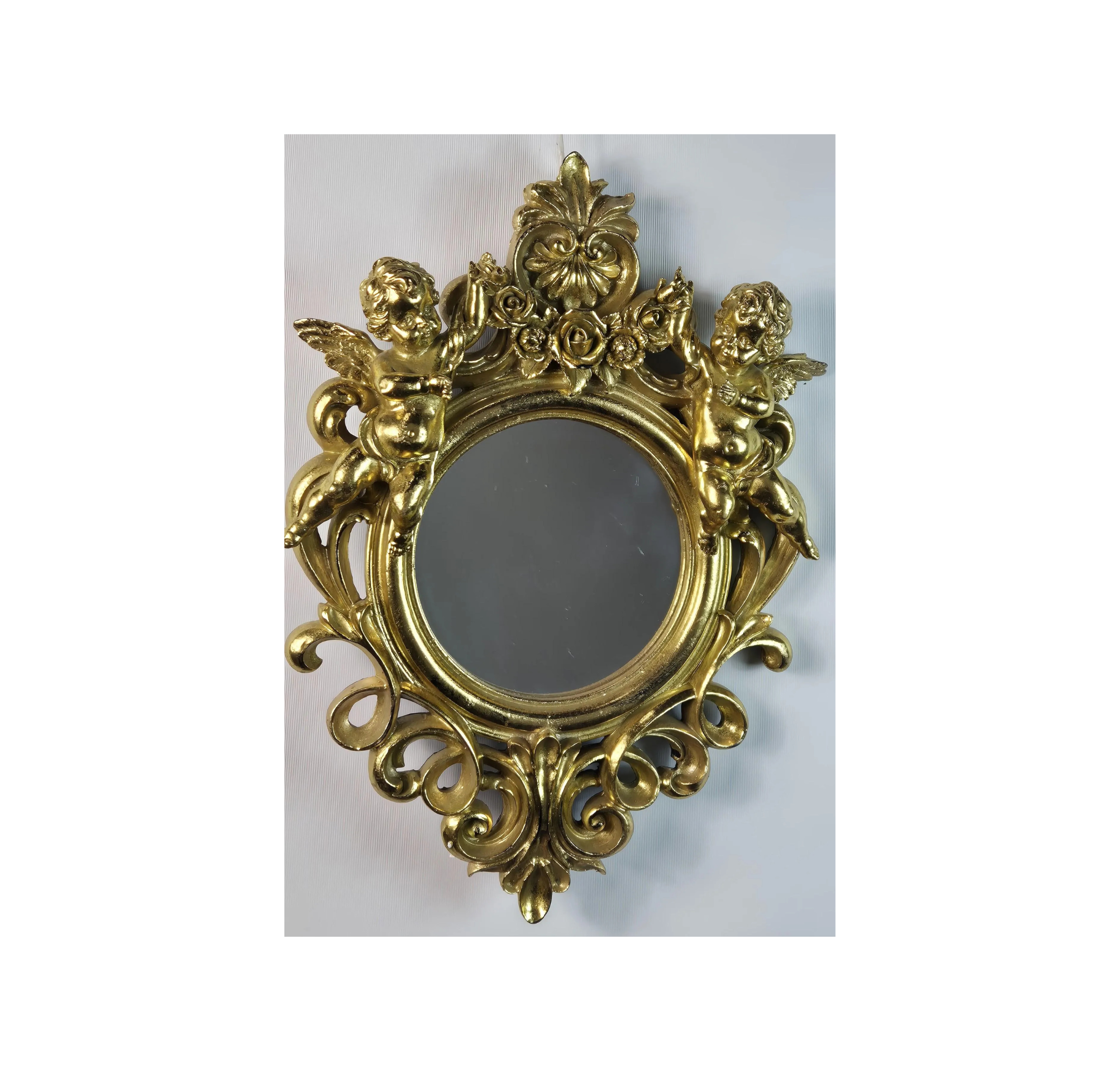 Ekskluzywne lustro barokowe z cherubinkami w kolorze antycznego złota