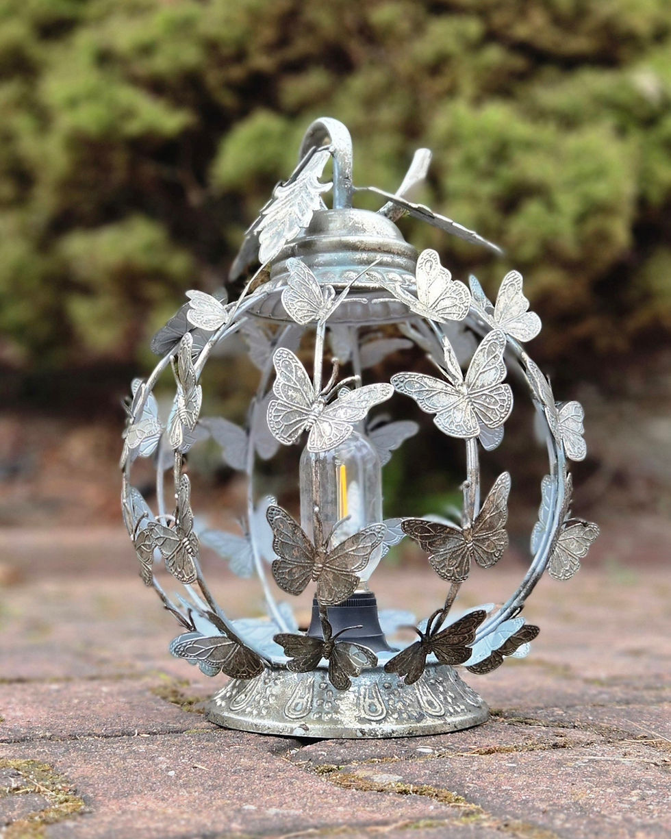 Miniatura: Latarnia LED dekoracyjna z metalu – Motyle