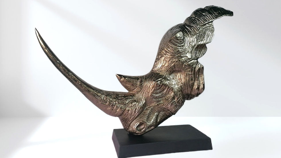 Miniatura: Aluminiowa rzeźba 'Głowa nosorożca' – nowoczesny akcent do wnętrz