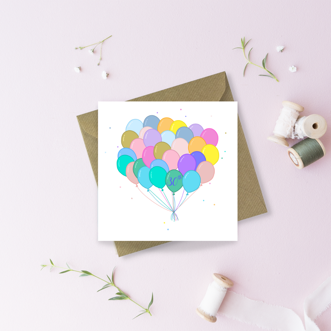 30th Birthday Balloons Greetings Card