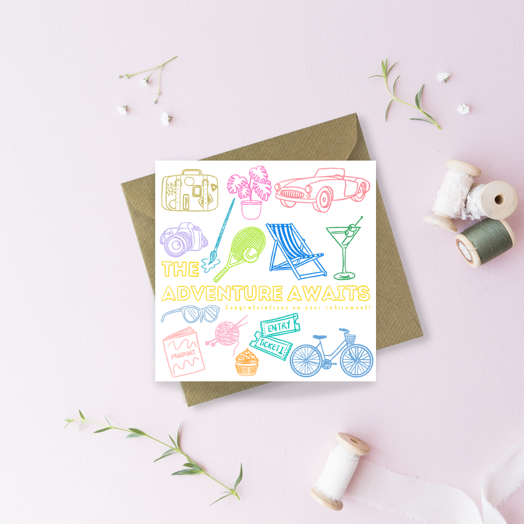 The adventure awaits Happy Retirement Greetings Card