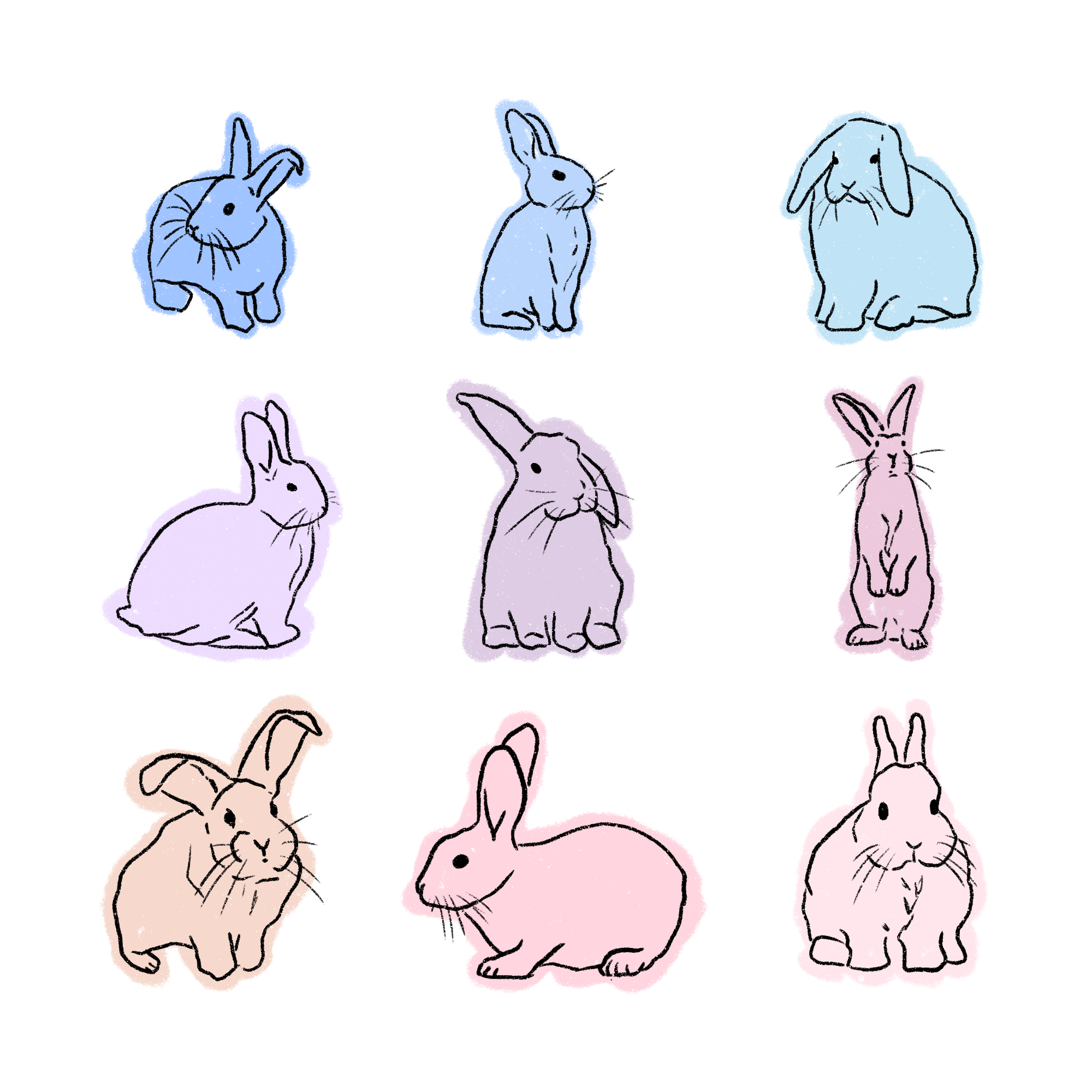 Pastel Bunnies Greetings Card