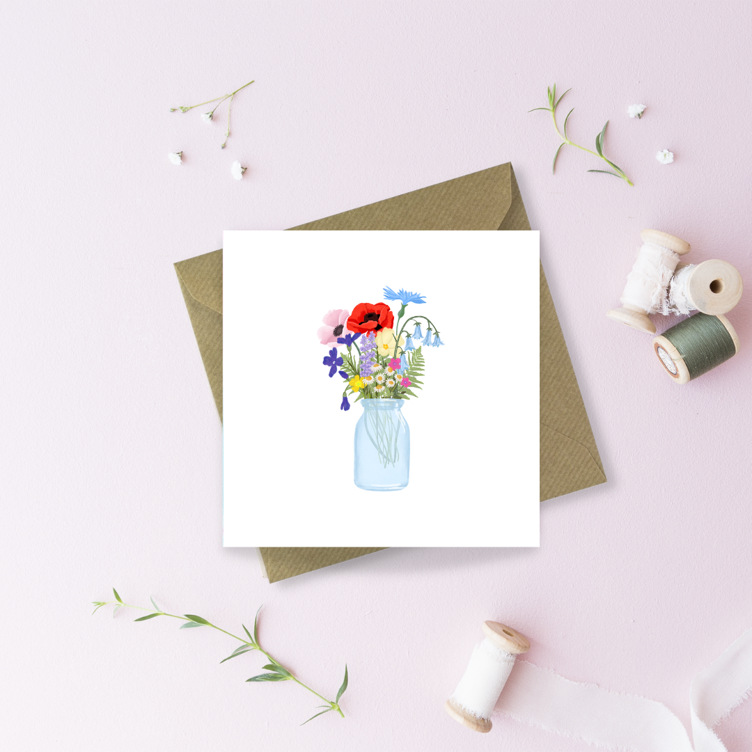 Wildflower Vase Greetings Card