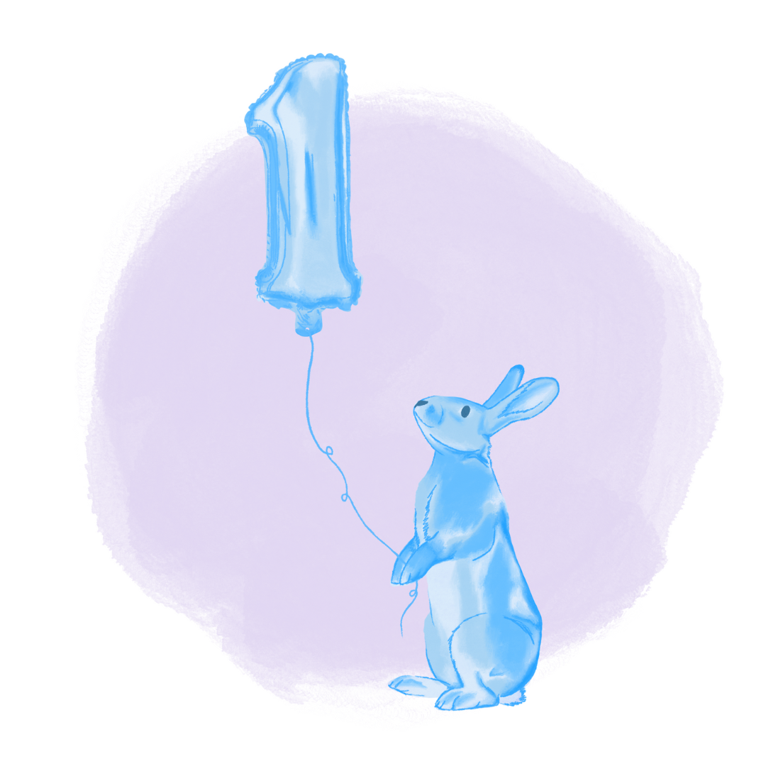 1st Birthday Bunny Greetings Card