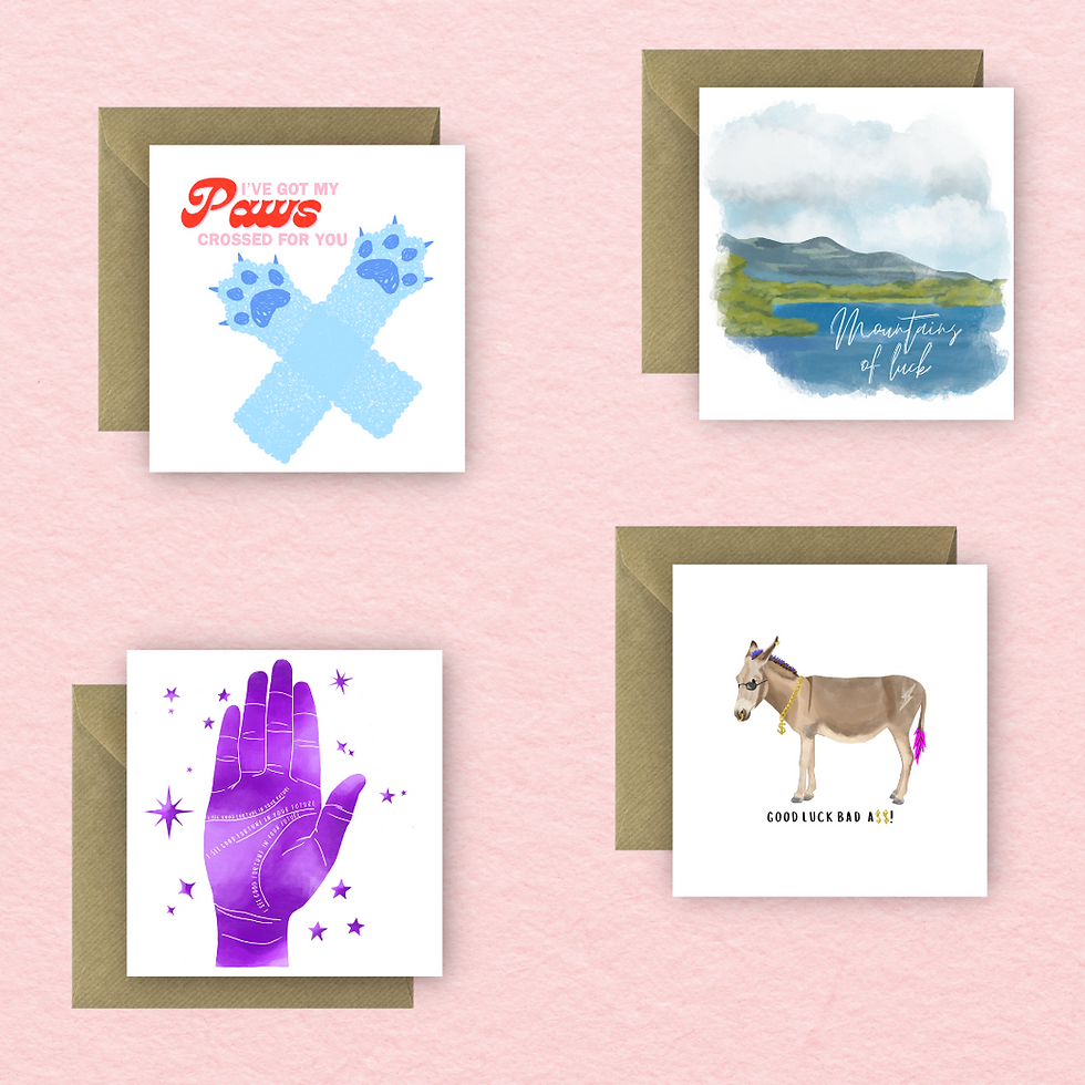 Thumbnail: I’ve got my paws crossed for you Good Luck Greetings Card