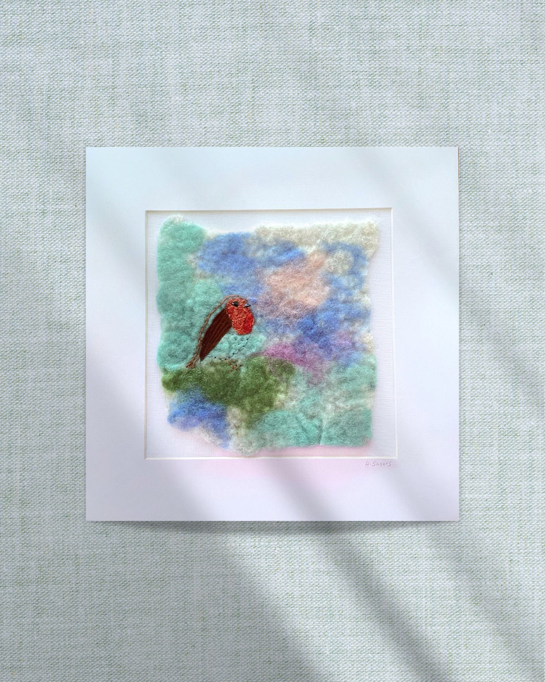 Handmade Sustainable Felt Textile Art – Robin
