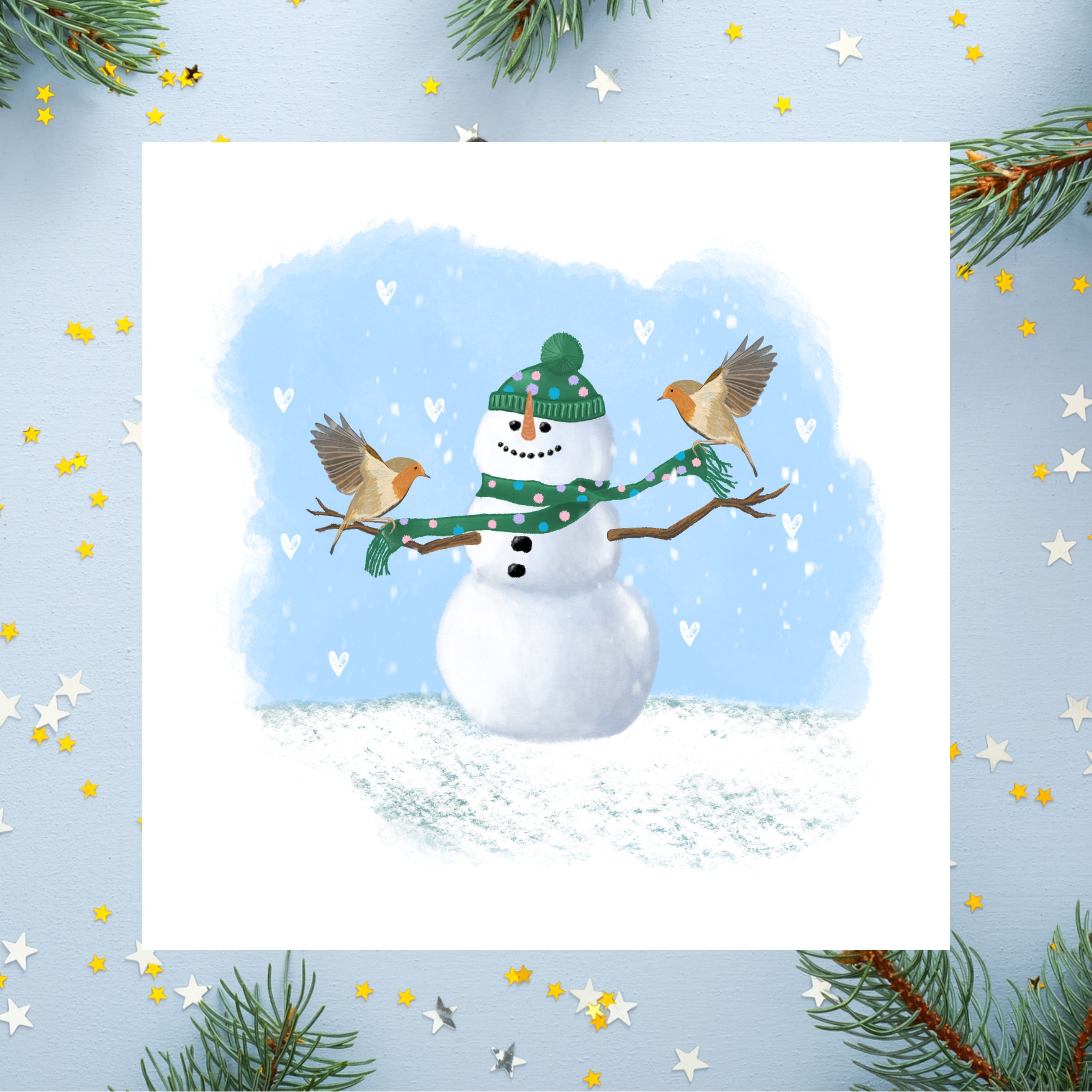 Snowmans friends Greetings Card