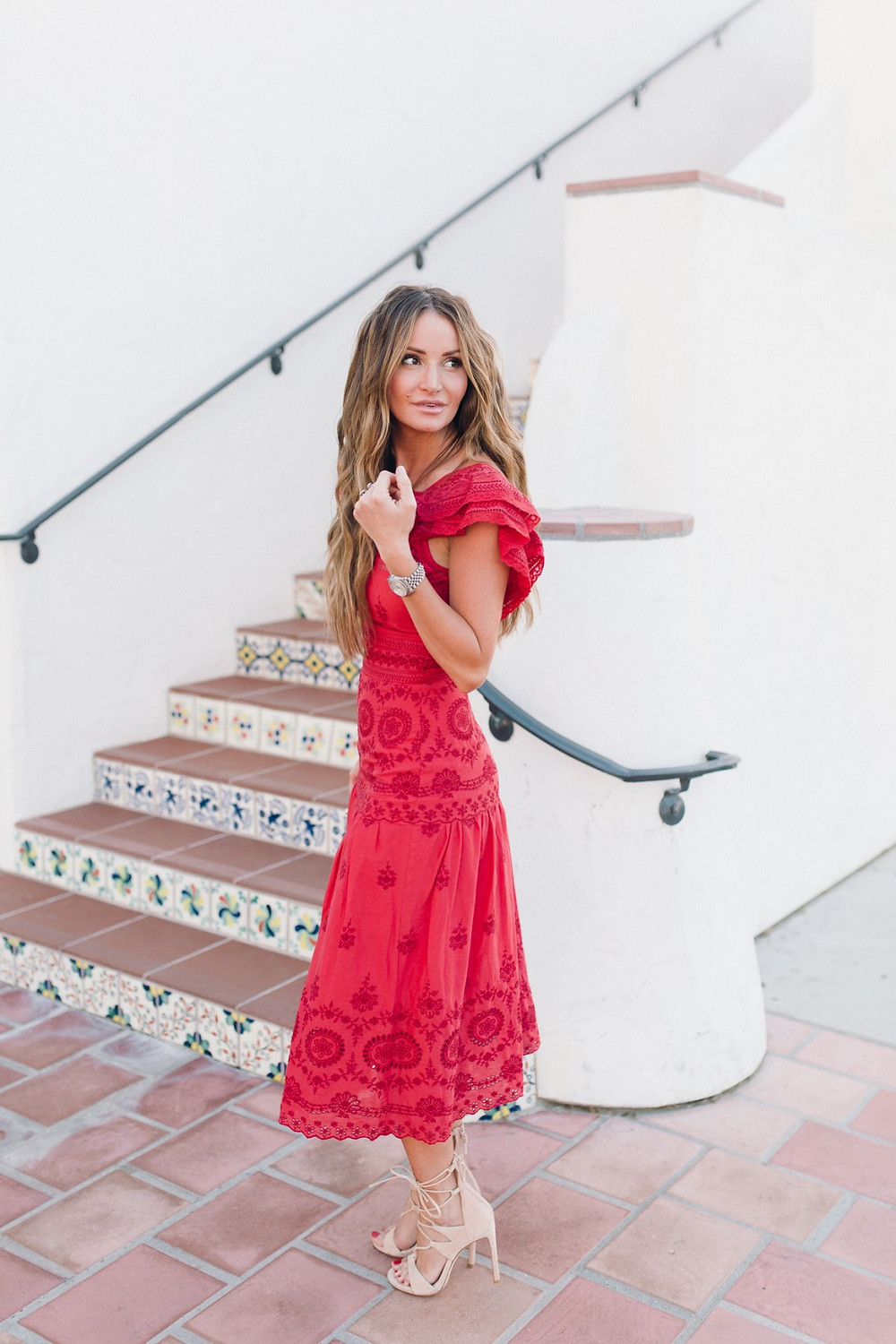 Danielle K. White, NBR Creator, NBR Extensions, Natural Beaded Rows, Red Dress, Long Hair, Laguna Beach, California