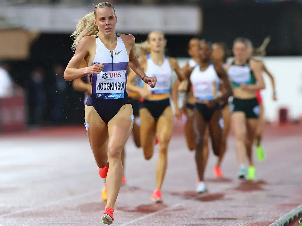 Keely Hodgkinson in Lausanne leading the pack