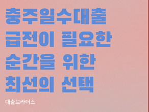충주일수대출 : 급전이 필요한 순간을 위한 최선의 선택