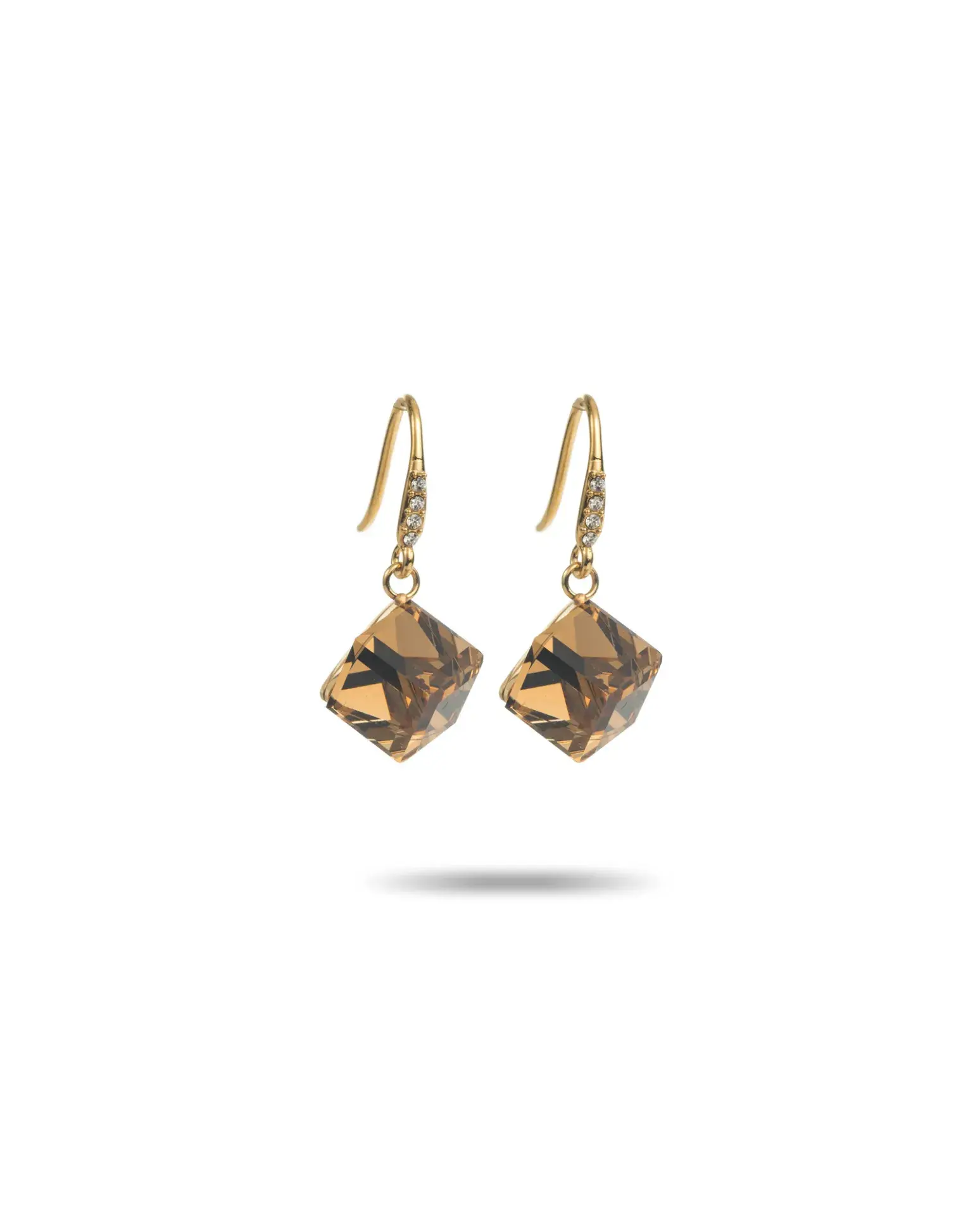 Boucles d'oreilles cubes marrons