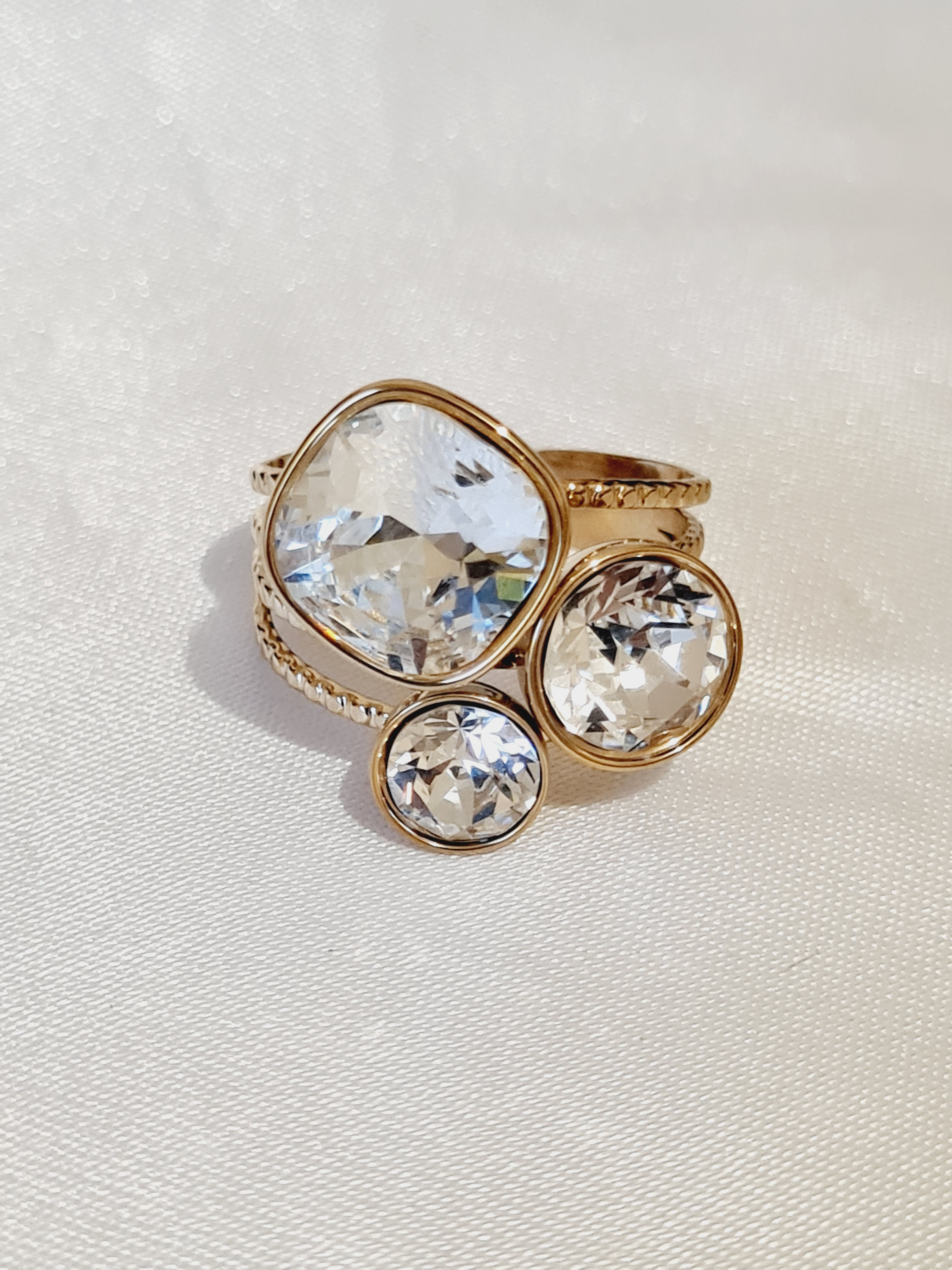 Bague trio cristaux 
