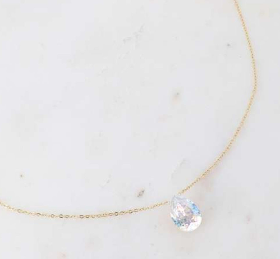 Miniaturbild: Collier doré - orné de cristaux forme goutte