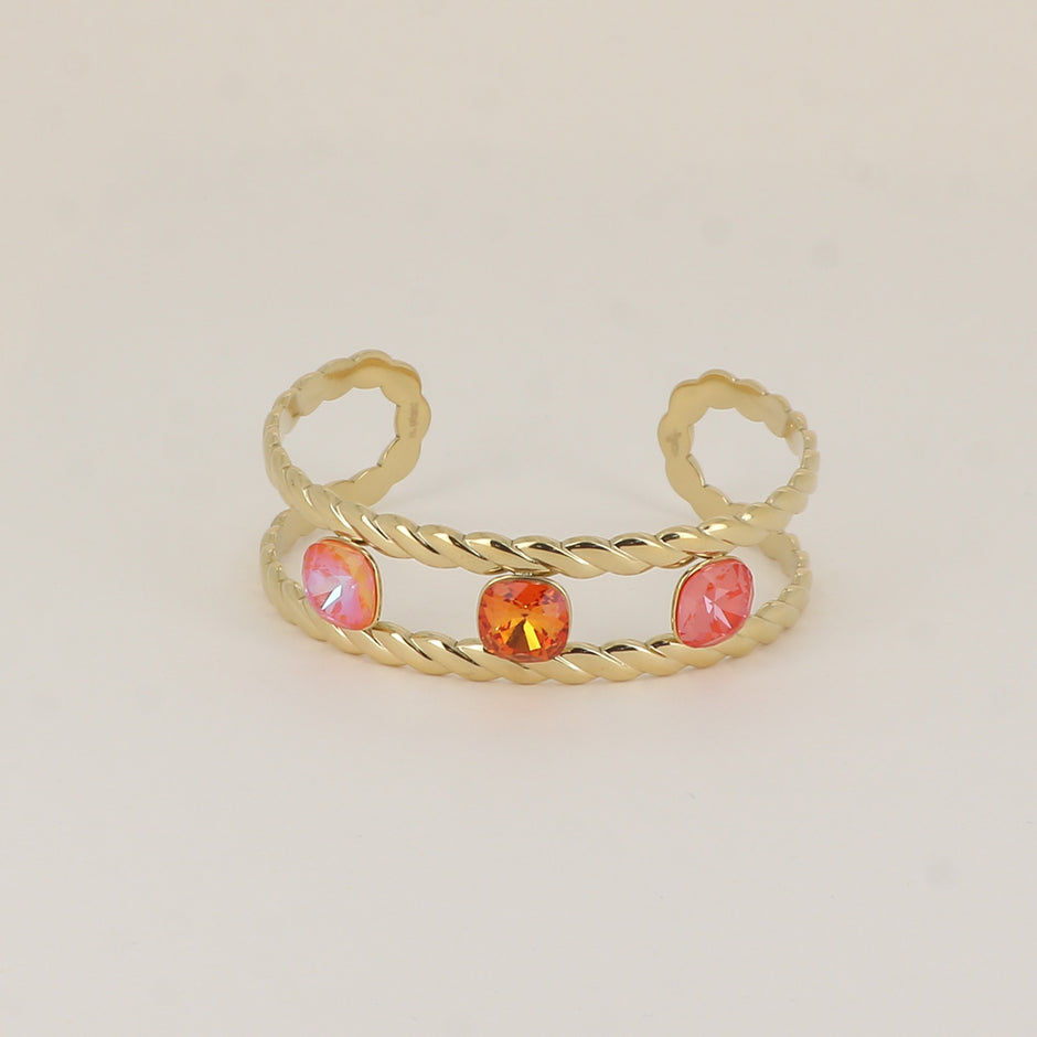 Miniature : Bracelet manchette rangs torsadés cristaux Swarovski 