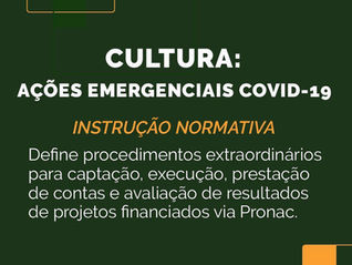 Procedimentos extraordinários para captação, execução, prestação de contas devido ao Covid-19