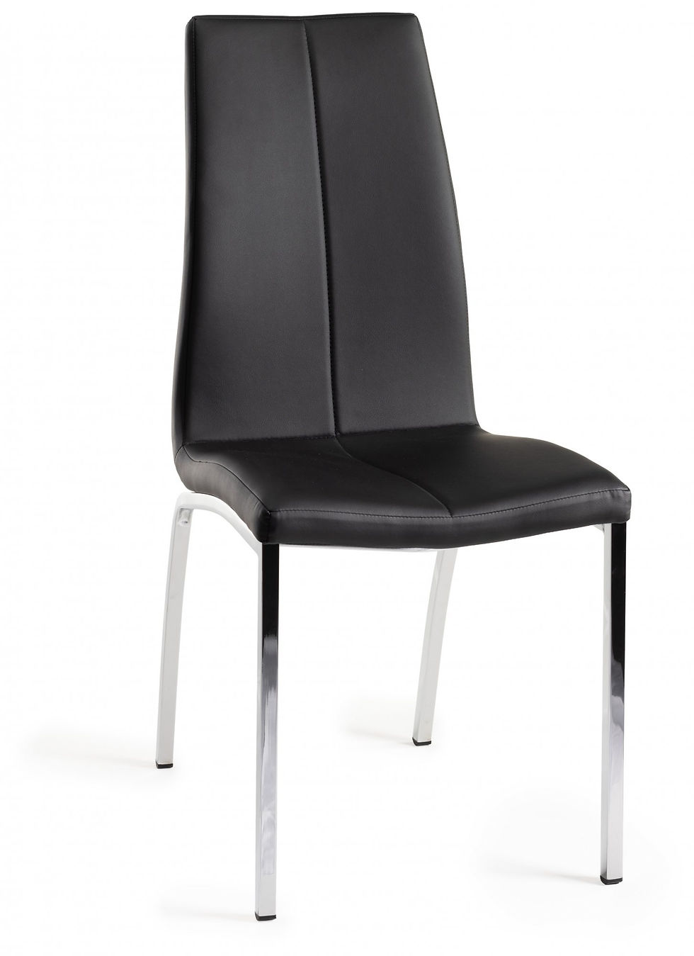 Thumbnail: Benton Black Faux Leather Chairs with Shiny Nickel Legs